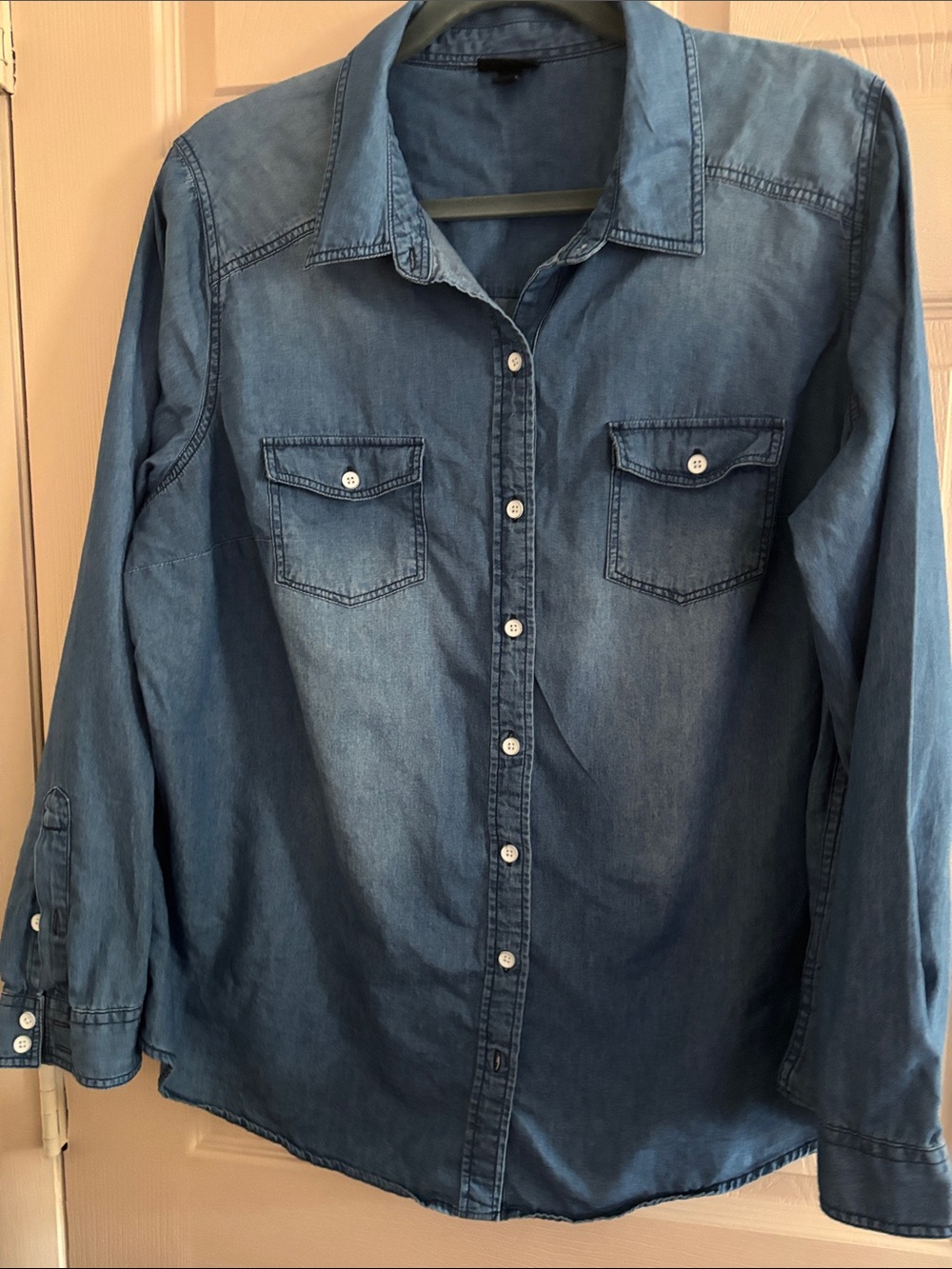 torrid Washed Blue Denim Button-Down Shirt